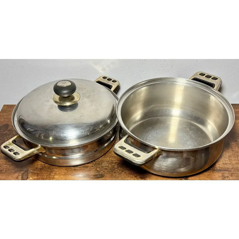 Vintage Sunhak Stainless Steel Lesstopia 3 Piece Steamer & Stock Pot 5 Qts